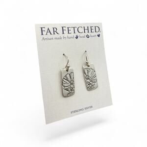 Far Fetched Cosmos Flower Dangle Earrings 925 Sterling Silver Artisan Handmade